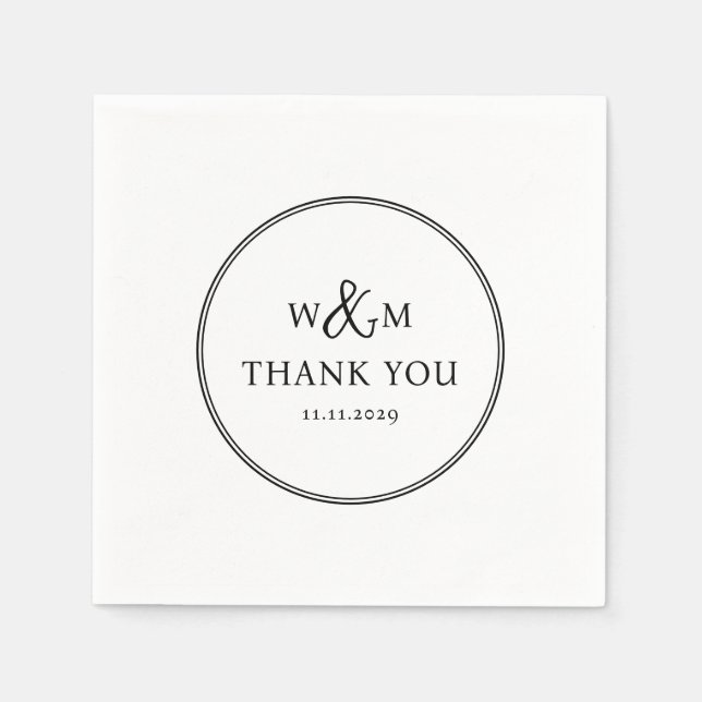 Simple Elegant Modern Monogrammed Wedding Napkins (Front)