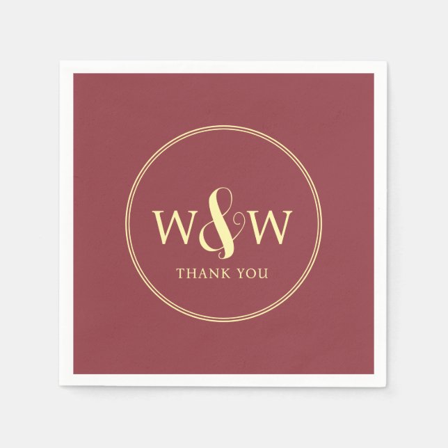 Simple Elegant Modern Monogrammed Wedding Napkins (Front)