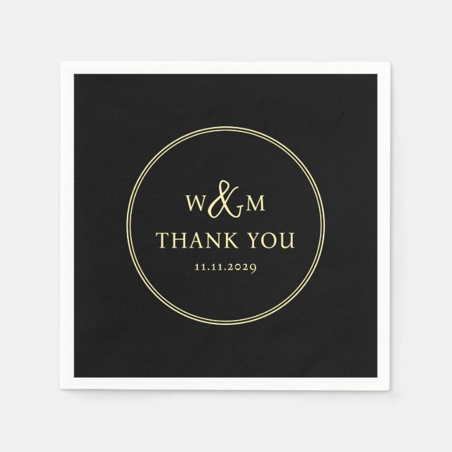 Simple Elegant Modern Monogrammed Wedding Napkins (Front)