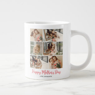 Simple Elegant Modern Mothers Day Photo Collage Giant Coffee Mug