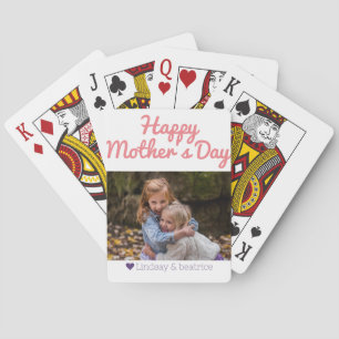 Simple Elegant Modern Mothers Day Photo Name Poker Cards