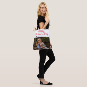 Simple Elegant Modern Mothers Day Photo Name Tote Bag