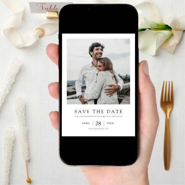 Simple Elegant Modern Multi Photo Wedding  Save The Date (Front Digital)