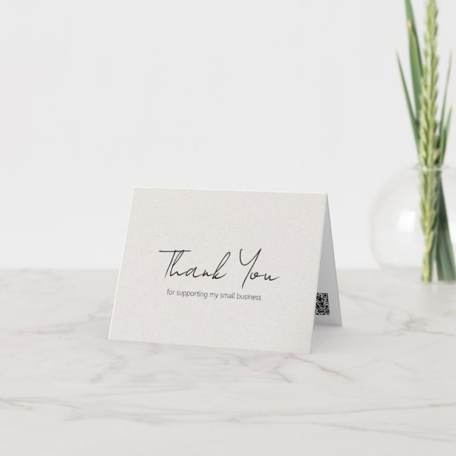 Simple Elegant Modern Neutral Beige Business Thank You Card (Front)