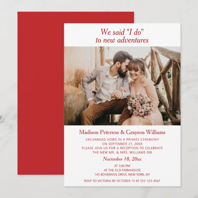 Simple Elegant Modern Photo We Said I Do Married Invitation (Front/Back)