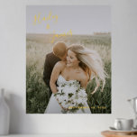 Simple Elegant Modern Photo Wedding Foil Prints<br><div class="desc">Wedding gold foil print with a modern and simple design featuring your names in an elegant handwritten script across the top left and your wedding date in the bottom right, over your favorite wedding photo. The text is in real foil. Display your favorite engagement picture at your reception or give...</div>