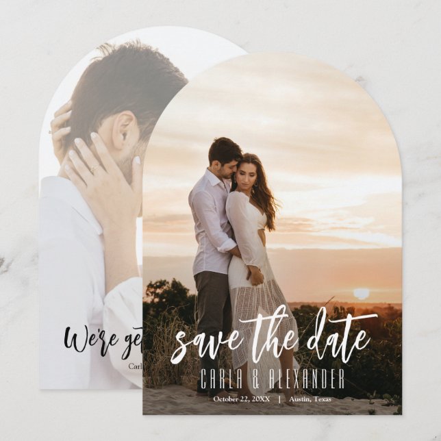 Simple Elegant Modern Photo Wedding Save The Date (Front/Back)