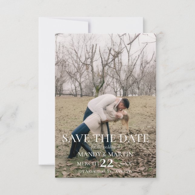 Simple Elegant Modern Photo Wedding Save The Date (Front)