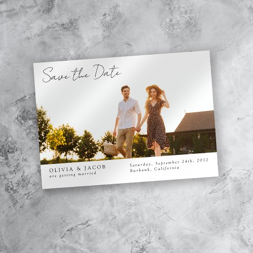 Simple Elegant Modern Photo Wedding  Save The Date