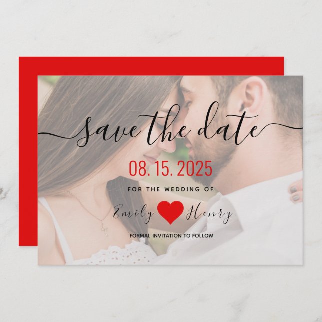 Simple Elegant Modern Photo Wedding Save The Date (Front/Back)