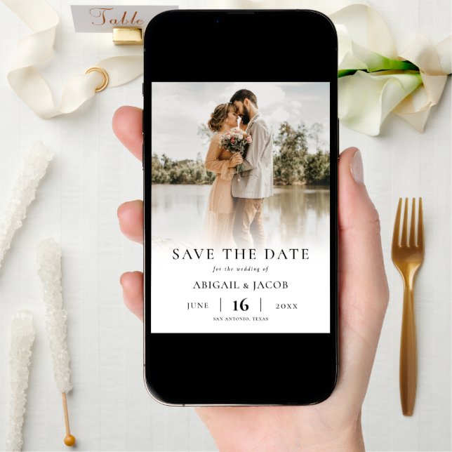 Simple Elegant Modern Photo Wedding Save the Date (Front Digital)