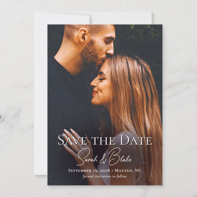Simple Elegant Modern Photo Wedding Save the Date (Front)