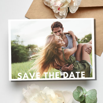 Simple Elegant Modern Photo Wedding Save The Date Announcement by stylelily at Zazzle