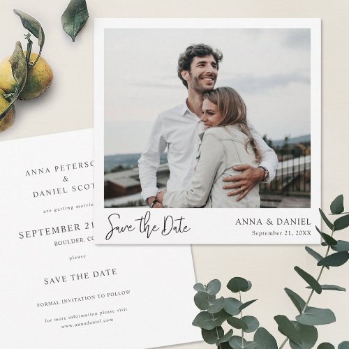 Simple Elegant Modern Photo Wedding Save the Date Invitation