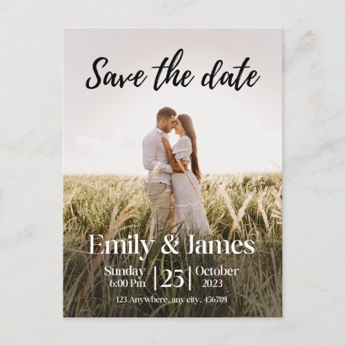 Simple Elegant Modern Photo Wedding Save the Date  Invitation Postcard