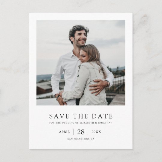 Simple Elegant Modern Photo Wedding Save the Date Invitation Postcard ...