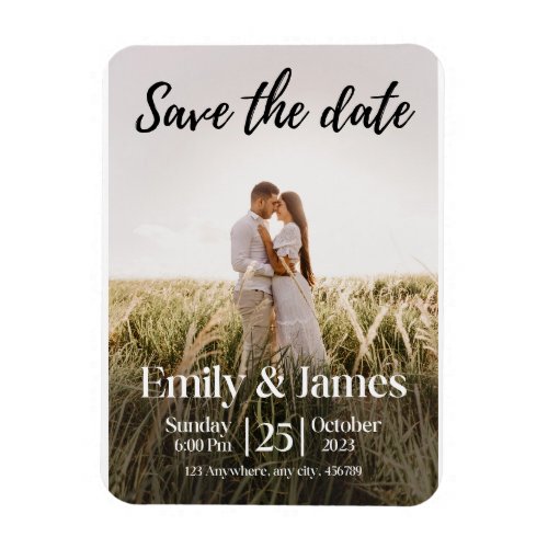 Simple Elegant Modern Photo Wedding Save the Date  Magnet