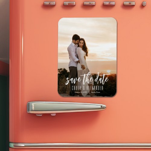 Simple Elegant Modern Photo Wedding Save the Date Magnet