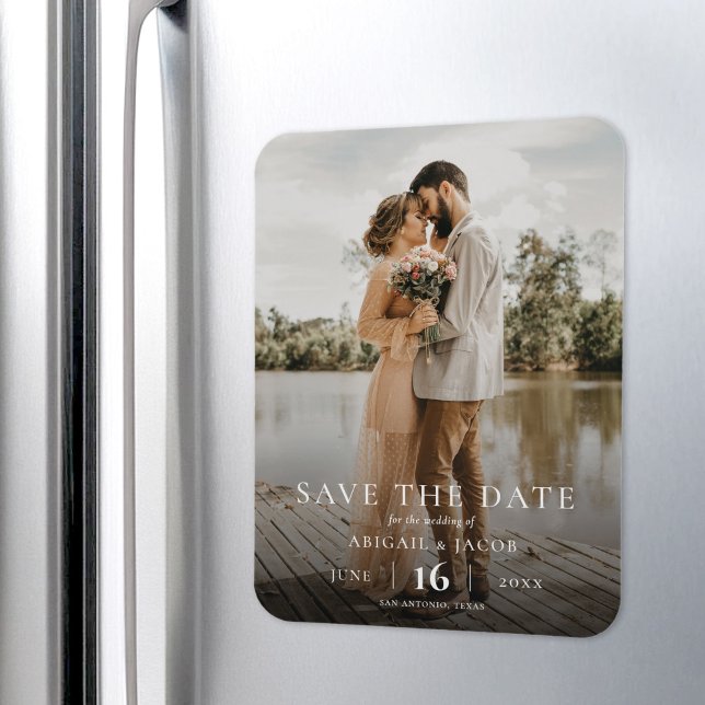 Simple Elegant Modern Photo Wedding Save the Date Magnet (Creator Uploaded)