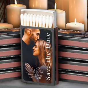 Simple Elegant Modern Photo Wedding Save the Date Matchboxes
