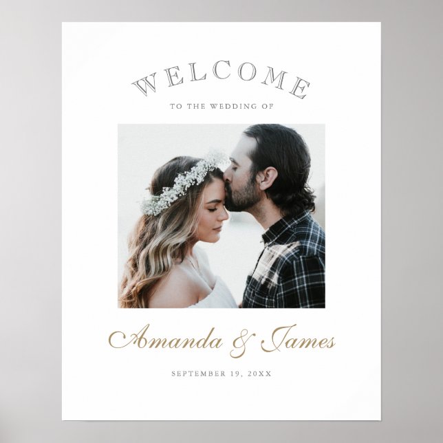 Simple Elegant Modern Photo Wedding Welcome Poster (Front)