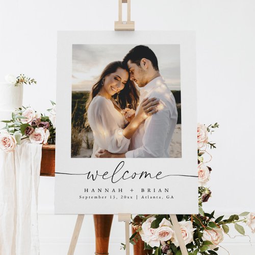 Simple Elegant Modern Photo Wedding Welcome Sign 