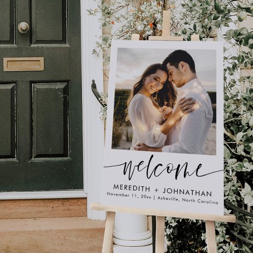 Simple Elegant Modern Photo Wedding Welcome Sign 