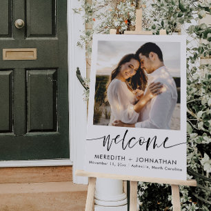 Simple Elegant Modern Photo Wedding Welcome Sign