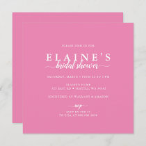 Simple Elegant Modern Pink Bridal Shower  Invitation