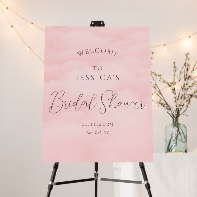 Simple Elegant Modern Pink Cloud Bridal Shower Foam Board (In Situ (Stand))