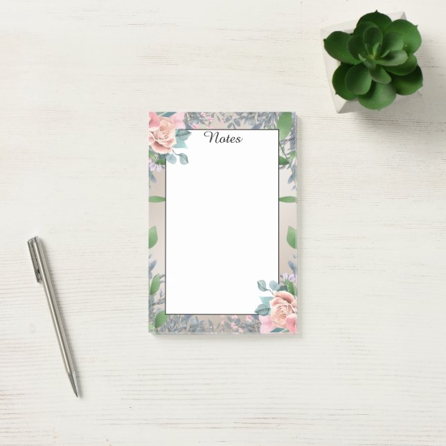 Simple Elegant Modern Pink Roses Post-it Notes (Office)