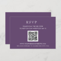 Simple Elegant Modern Purple QR CODE RSVP Card