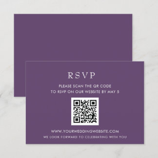 Simple Elegant Modern Purple QR CODE RSVP Card