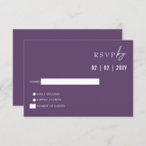 Simple Elegant Modern Purple Wedding    RSVP Card