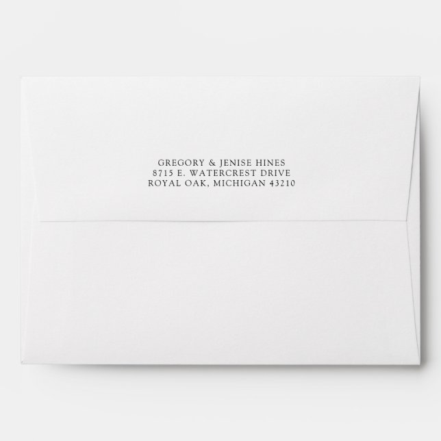 Simple Elegant & Modern, Return Address Printed En Envelope (Back (Top Flap))