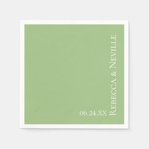 Simple Elegant Modern Sage Text Wedding Napkins