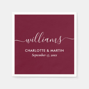 Simple Elegant Modern Script Burgundy Wedding Napkins