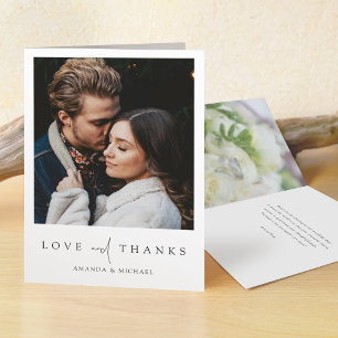 Simple Elegant Modern Script Custom Photo Wedding Letterpress Thank You Card