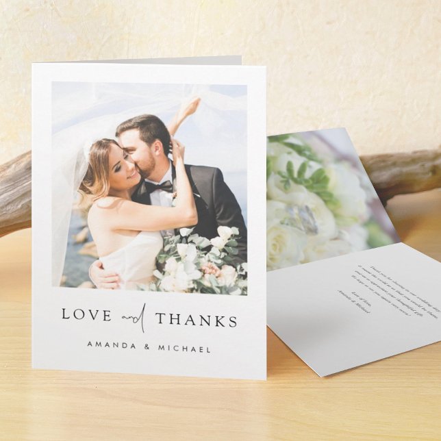 Simple Elegant Modern Script Custom Photo Wedding  Letterpress Thank You Card (Creator Uploaded)