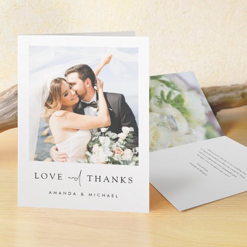 Simple Elegant Modern Script Custom Photo Wedding  Thank You Card