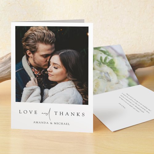 Simple Elegant Modern Script Custom Photo Wedding Thank You Card