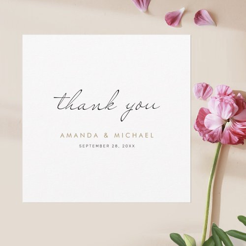 Simple Elegant Modern Script Custom Wedding Thank You Card