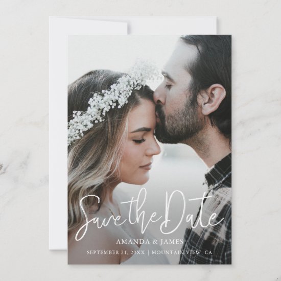 Simple Elegant Modern Script Photo Save the Date