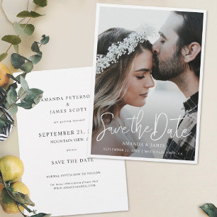 Simple Elegant Modern Script Photo Save the Date