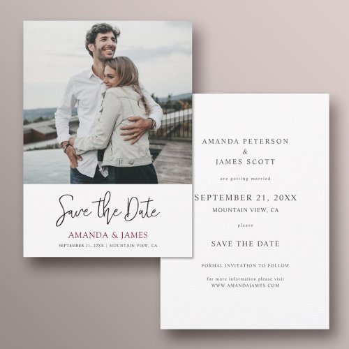 Simple Elegant Modern Script Photo Save the Date