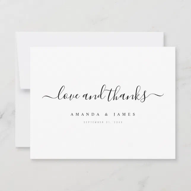 Simple Elegant Modern Script Wedding Thank You Card | Zazzle