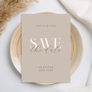 Simple Elegant Modern Taupe Beige Chic Wedding Save The Date