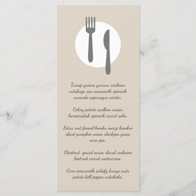   Simple Elegant & Modern Taupe Custom Restaurant  Menu (Front)