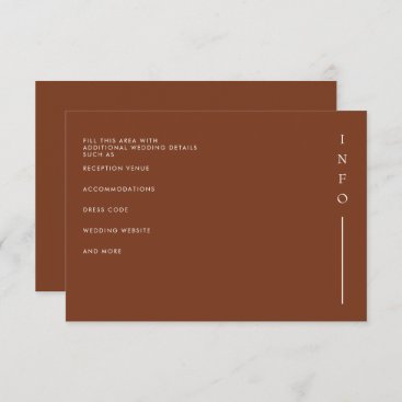 Simple Elegant Modern Terracotta Wedding Enclosure Card