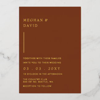 Simple Elegant Modern Terracotta Wedding Foil Invitation